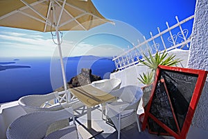 Santorini cliff-side cafe