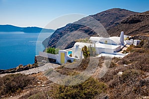 The Architect Villas Santorini located next to the walking path number nine between Fira and Oia