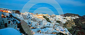 Santorini island, Greece - Caldera over Aegean sea at evening