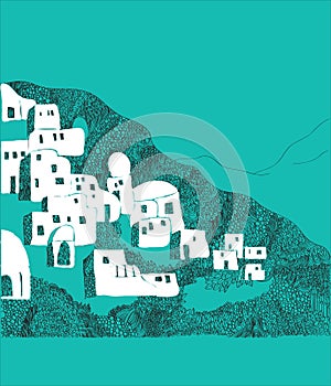 Santorini island, Greece illustration