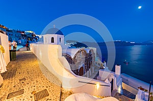 Santorini Island at night, Oia Town, Greece