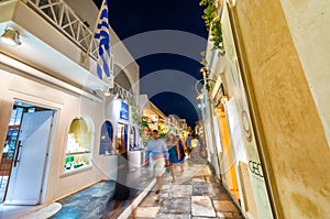 Santorini Island at night, Oia Town, Greece