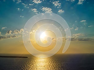 Santorini island at the sunset. A viewpoint from Oia village