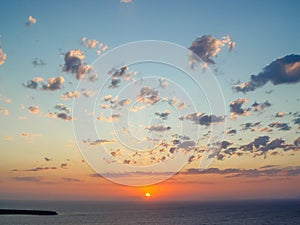 Santorini island at the sunset. A viewpoint from Oia village