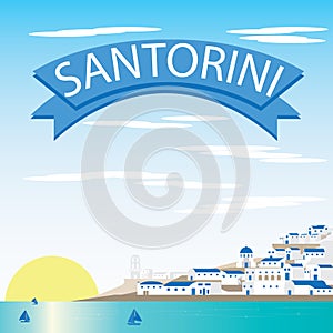 Santorini Landscape Vectors