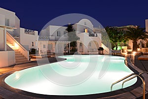 Santorini luxurious resort at night