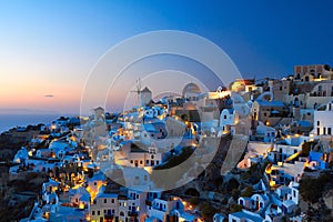 Santorini Oia in evening