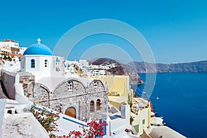 Santorini Oia village during sunset whit luxury hotels and whitewashed buildings in Santorini Island a luxury vacation