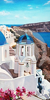 Santorini - Oil Painting on Canvas photo