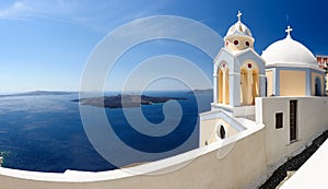 Santorini panorama with church