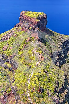 Santorini Skaros rock and sea, Greece