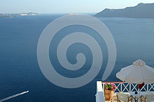 Santorini view with boat