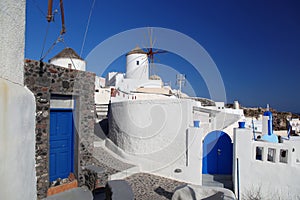 Santorini with windmill in Oia, Greece