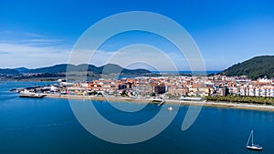 SantoÃ±a Bay, the city, mountains. SantoÃ±a, Cantabria, Spain