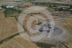 Santu Antine nuragic stone age Sardinia Nuraghe aerial photo