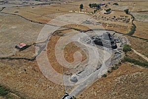 Santu Antine nuragic stone age Sardinia Nuraghe aerial photo