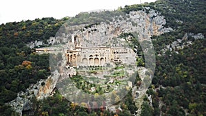 santuario del sacro speco benedectine santuary historical medieval religious monastery in Subiaco, Rome, italy