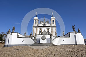 The Santuário do Bom Jesus de Matosinhos with the famous soapstone sculptures of the Twelve Prophets. Congonhas, Minas Gerais,