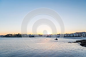 Sanxenxo and Silgar beach in Pontevedra at dusk