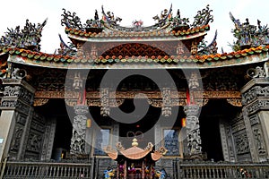 Sanxia Qingshui Zushi Temple with elaborate carvings and sculptures photo