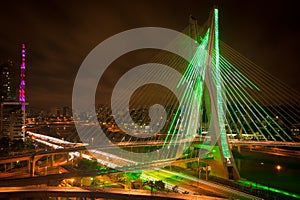 Sao Paul city bridge at night photo