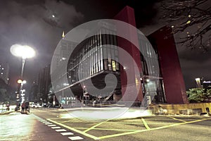 Front to The Sao Paulo Museum of Art MASP. The building is a symbol of Brazil. located on