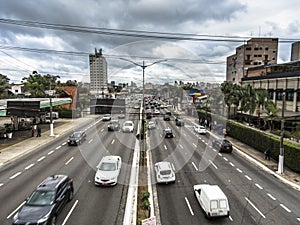 Traffic of vehicles in Rubem Berta Avenue in Sao Paulo