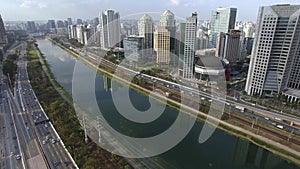 Sao Paulo Brazil, Marginal Pinheiros Avenue and the Pines River.