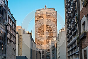 Sao Paulo, Brazil. Panoramic view of the famous skyscraper Italia Building Edificio Italia, in Sao Paulo, Brazil