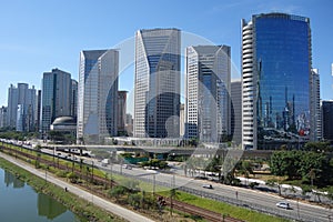 Sao Paulo/Brazil: Pinheiros avenue, Tiete river, cityscape and buildings