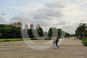 Sao Paulo, Brazil: Villa Lobos Park, people walking