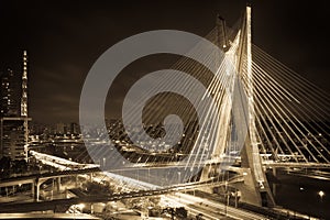 Sao Paulo city bridge at night photo