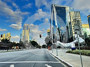 Sao Paulo city, Itaim Bibi district, Faria Lima street. Square in Faria Lima. Brazil.