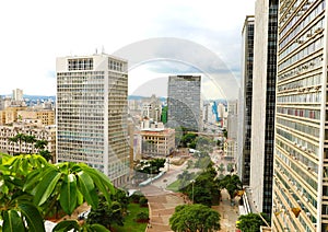 Sao Paulo Cityscape Downtown with Anhangabau Valley, Brazil