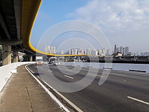 Sao Paulo cityscape, viaduct and traffic