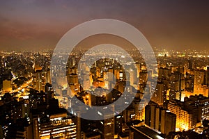 Sao Paulo metropolis at night: the bright skyline of the city of Sao Paulo, Brazil`s largest city, during the evening/night.