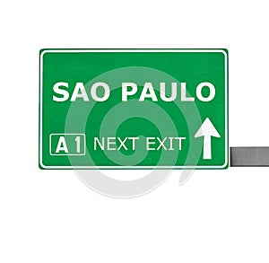 SAO PAULO road sign isolated on white