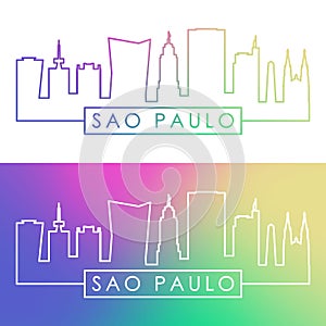Sao Paulo skyline. Colorful linear style.