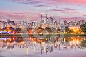 Sao Paulo skyline from Parque Ibirapuera park