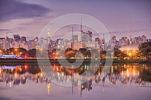 Sao Paulo skyline from Parque Ibirapuera park