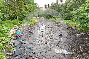 Sao Tome, people washing linen