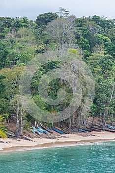 Sao Tome, dugouts on the beach