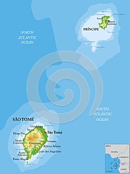Sao Tome and PriÂ­ncipe islands physical map photo