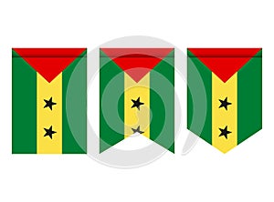 Sao Tome and Principe flag or pennant isolated on white background. Pennant flag icon