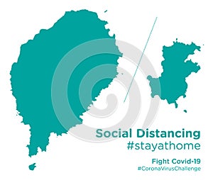 Sao Tome and Principe map with Social Distancing stayathome tag