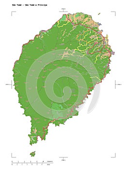 Sao Tome - Sao Tome e Principe shape on white. Topo French