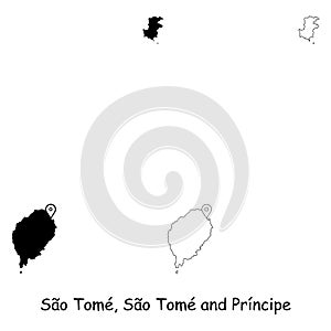 Sao Tome, Sao Tome and Principe. Detailed Country Map with Location Pin on Capital City.