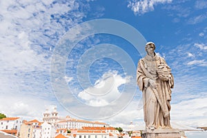 Sao Vicente statue on a beautiful sunny day in Lisbon Portugal.