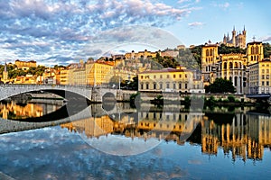 Saone river in Lyon city