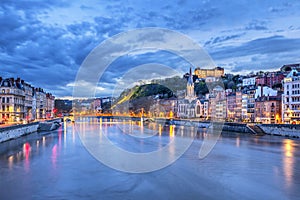 The Saone river in Lyon city